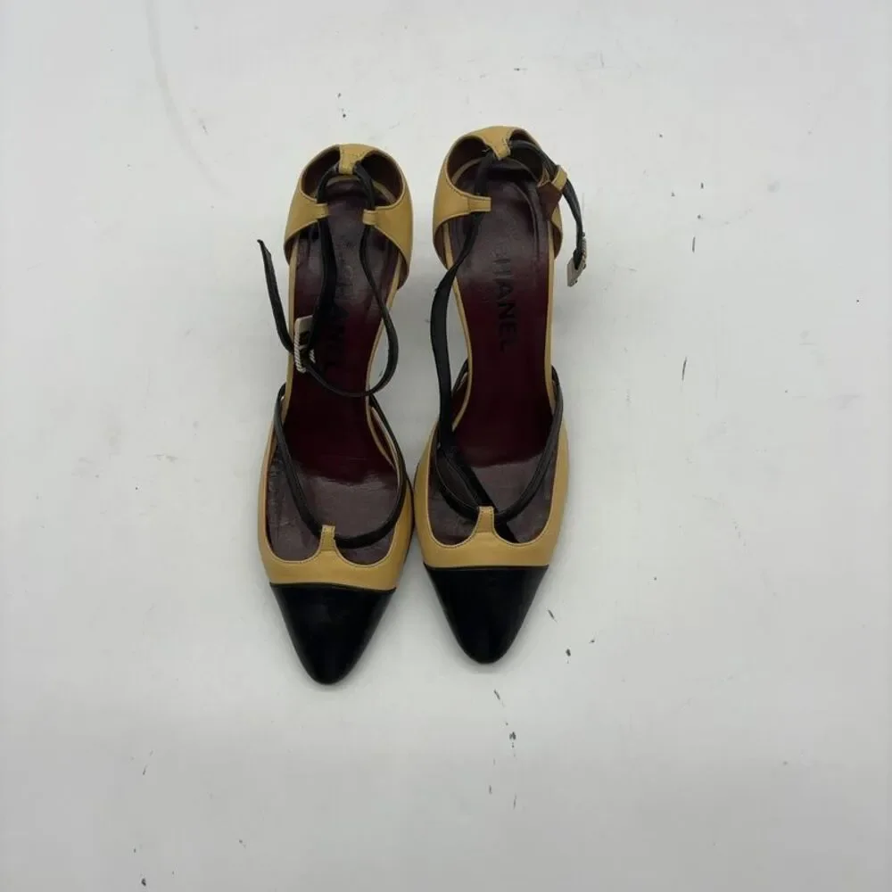 CHANEL Cap Toe Mary Jane CC Buckle Heels Pumps